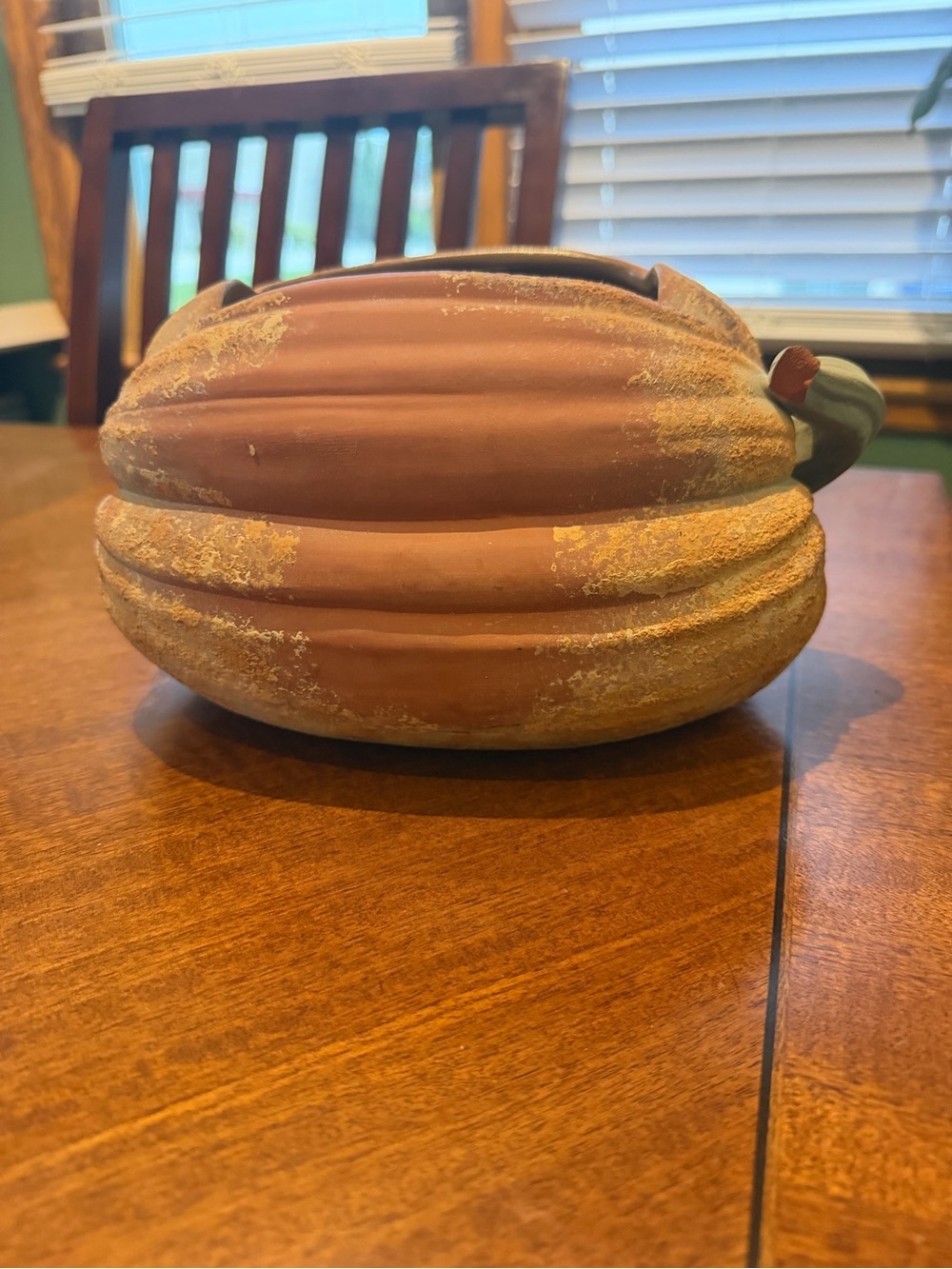 Vintage Rustic Terra-Cotta Pumpkin Decorative Planter Pot, textured surface